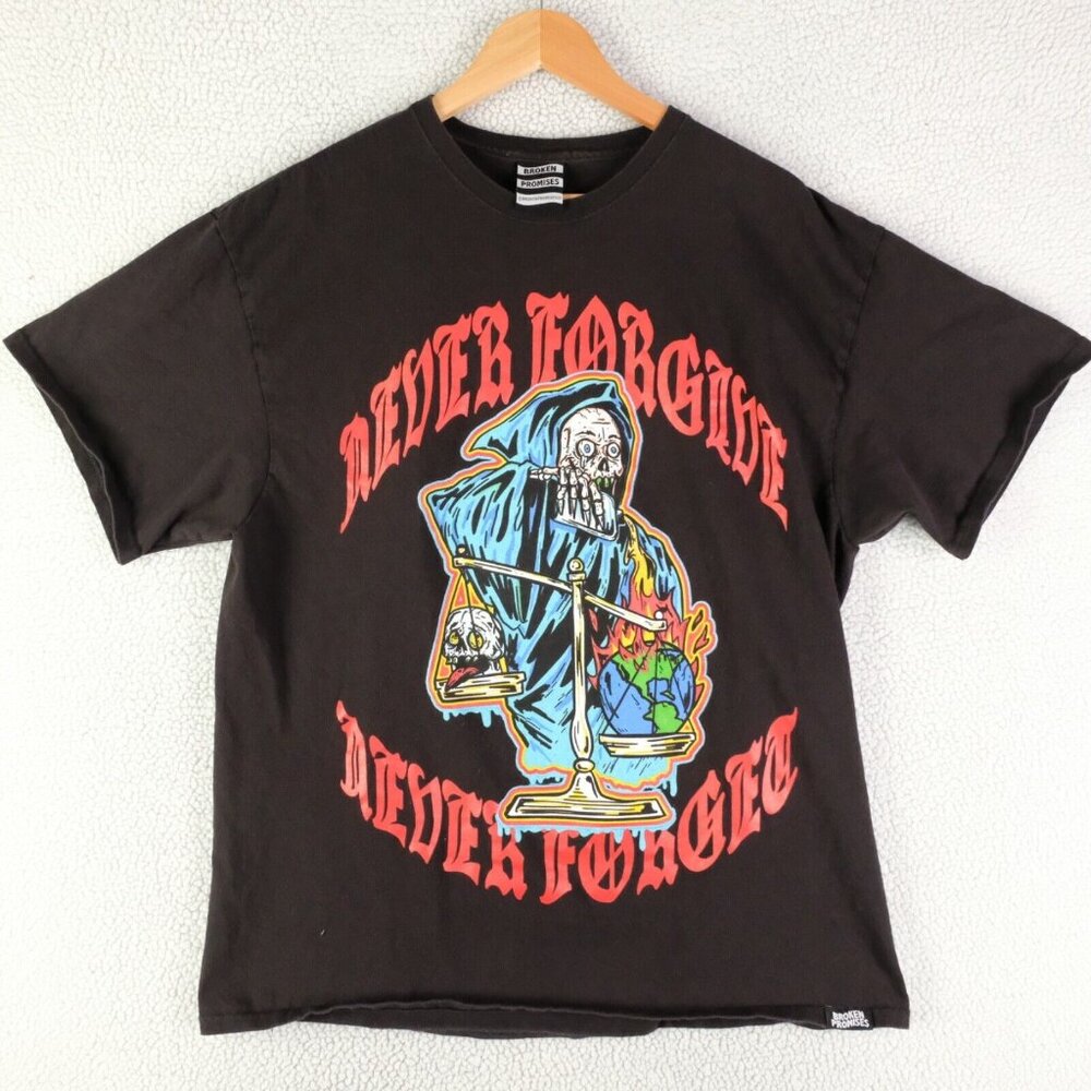 Broken Promises T Shirt Extra Large Black Double Sided Never Forgive